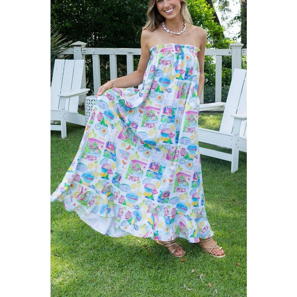 Show Me Your Mumu Around the World Maxi Dress in Amalfi Coast XS NWT